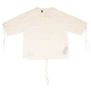 UNRAVEL PROJECT Ivory Lace Up T-Shirt Size XXS $595